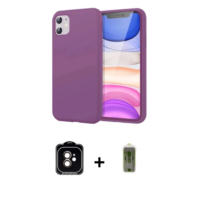 MARSİLYAN™- iPhone 11 Kılıf Kozmos Yansıma Özel Seri - Siyah Joko Magic 5D Hayalet Cam + Turuncu PVD Metal Kamera Lens