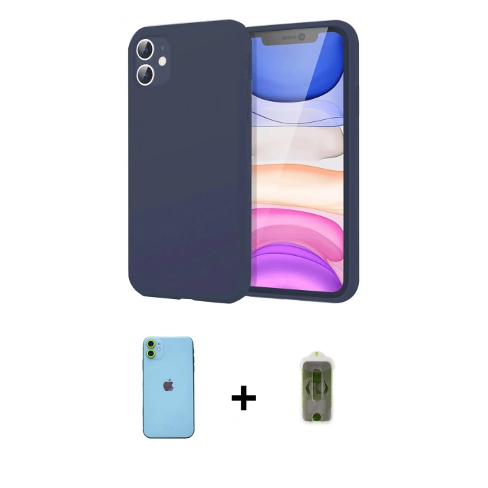 MARSİLYAN™- iPhone 11 Kılıf Kozmos Yansıma Özel Seri - Siyah Joko Magic 5D Hayalet Cam + Neon Fosforlu Kamera Lens - YL