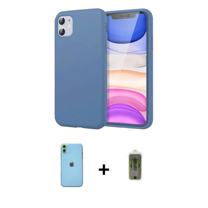 MARSİLYAN™- iPhone 11 Kılıf Kozmos Yansıma Özel Seri - Siyah Joko Magic 5D Hayalet Cam + Neon Fosforlu Kamera Lens - YL