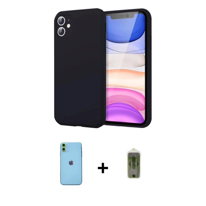 MARSİLYAN™- iPhone 11 Kılıf Kozmos Yansıma Özel Seri - Siyah Joko Magic 5D Hayalet Cam + Neon Fosforlu Kamera Lens - YL