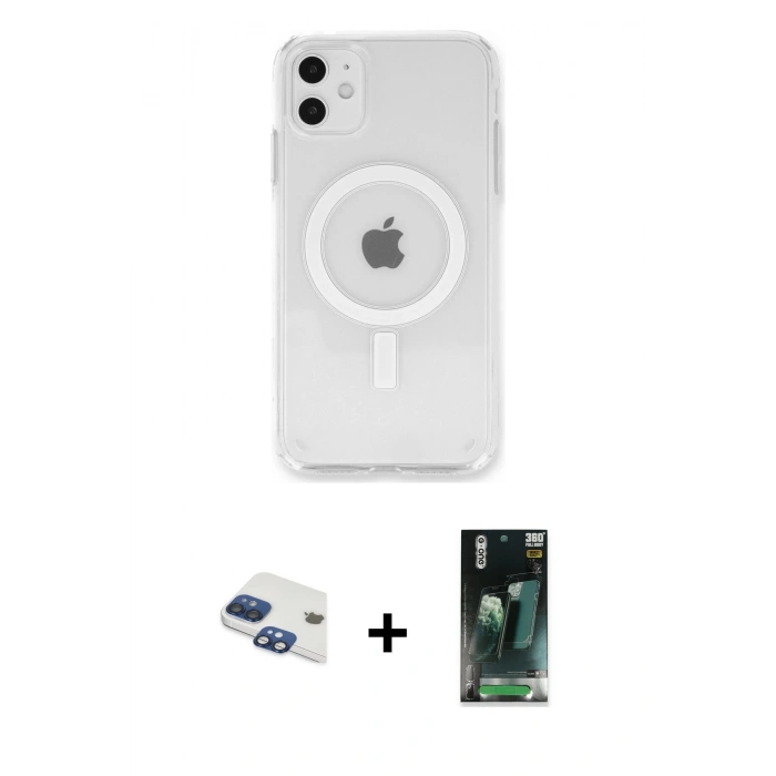 MARSİLYAN™- iPhone 11 Kılıf Kutup Klasik Serisi - Siyah 360 Mat Full Body Arka Koruyucu + Pers Alüminyum Kamera Lens - LT