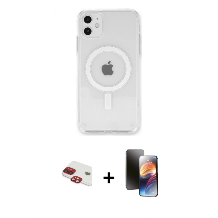 MARSİLYAN™- iPhone 11 Kılıf Kutup Klasik Serisi - Siyah 3D Antistatik Mat Seramik Nano Ekran Koruyucu + Pers Alüminyum Kamera Lens - KI