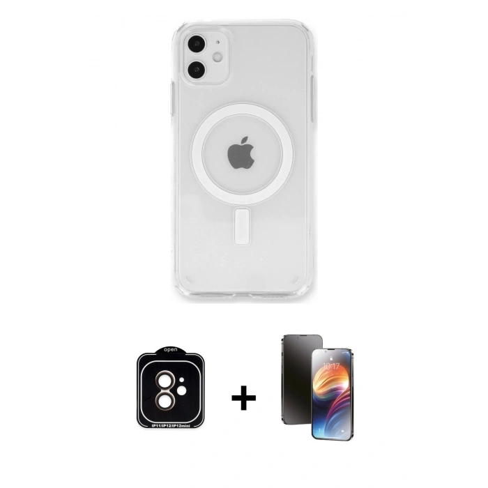 MARSİLYAN™- iPhone 11 Kılıf Kutup Klasik Serisi - Siyah 3D Antistatik Mat Seramik Nano Ekran Koruyucu + PVD Metal Kamera Lens - TU