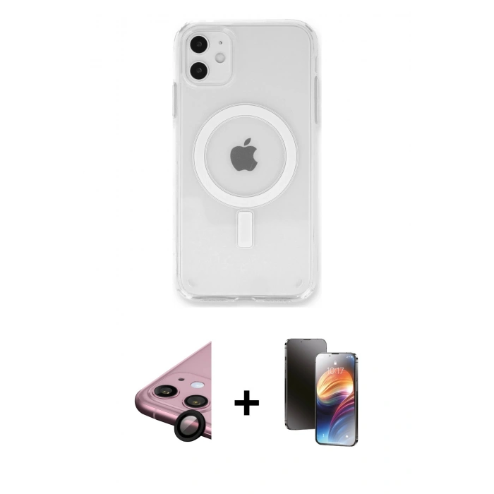 MARSİLYAN™- iPhone 11 Kılıf Kutup Klasik Serisi - Siyah 3D Antistatik Mat Seramik Nano Ekran Koruyucu + Raze Metal Kamera Lens - SH