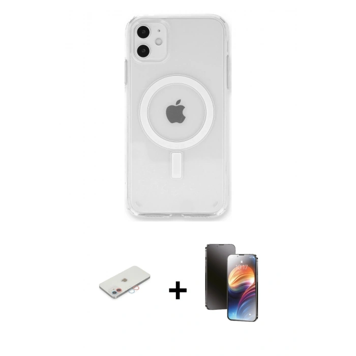 MARSİLYAN™- iPhone 11 Kılıf Kutup Klasik Serisi - Siyah 3D Antistatik Mat Seramik Nano Ekran Koruyucu + Renkli Kamera Lens Koruma Cam - PE