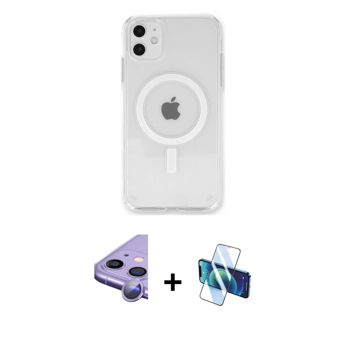 MARSİLYAN™- iPhone 11 Kılıf Kutup Klasik Serisi - Siyah 3D Antistatik Seramik Nano Ekran Koruyucu + Raze Metal Kamera Lens - MR