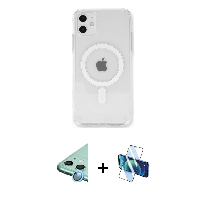 MARSİLYAN™- iPhone 11 Kılıf Kutup Klasik Serisi - Siyah 3D Antistatik Seramik Nano Ekran Koruyucu + Raze Metal Kamera Lens - MI