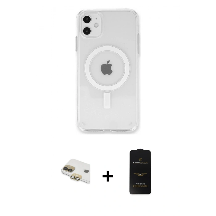 MARSİLYAN™- iPhone 11 Kılıf Kutup Klasik Serisi - Siyah 6D Antistatik Mat Seramik Hayalet Nano Ekran Koruyucu + Pers Alüminyum Kamera Lens - GD