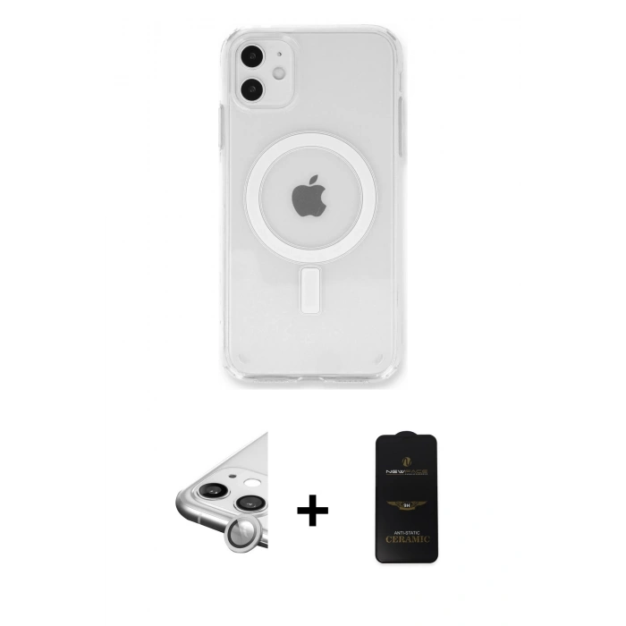 MARSİLYAN™- iPhone 11 Kılıf Kutup Klasik Serisi - Siyah 6D Antistatik Mat Seramik Hayalet Nano Ekran Koruyucu + Raze Metal Kamera Lens - GS