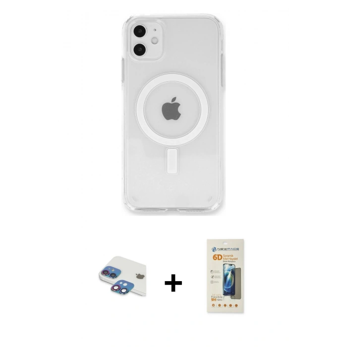 MARSİLYAN™- iPhone 11 Kılıf Kutup Klasik Serisi - Siyah 6D Mat Seramik Hayalet Nano Ekran Koruyucu + Pers Alüminyum Kamera Lens - GI