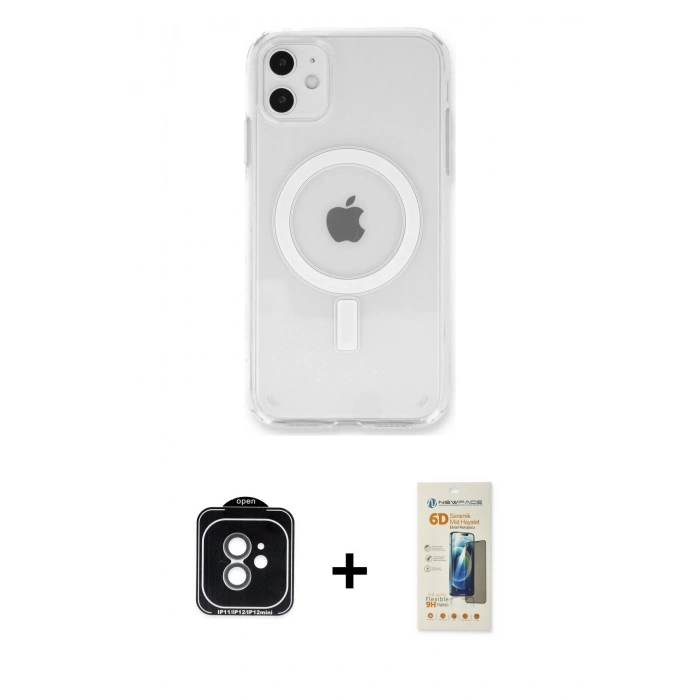 MARSİLYAN™- iPhone 11 Kılıf Kutup Klasik Serisi - Siyah 6D Mat Seramik Hayalet Nano Ekran Koruyucu + PVD Metal Kamera Lens - YL