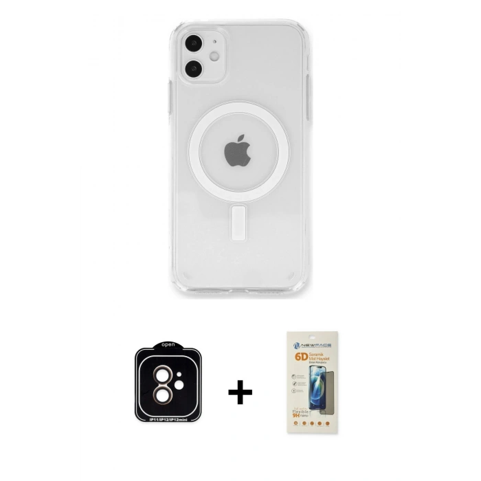 MARSİLYAN™- iPhone 11 Kılıf Kutup Klasik Serisi - Siyah 6D Mat Seramik Hayalet Nano Ekran Koruyucu + PVD Metal Kamera Lens - TU