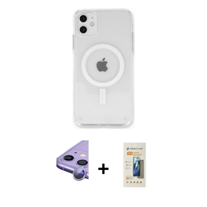 MARSİLYAN™- iPhone 11 Kılıf Kutup Klasik Serisi - Siyah 6D Mat Seramik Hayalet Nano Ekran Koruyucu + Raze Metal Kamera Lens - MR