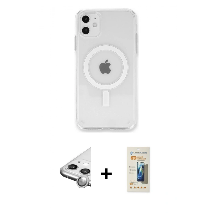 MARSİLYAN™- iPhone 11 Kılıf Kutup Klasik Serisi - Siyah 6D Mat Seramik Hayalet Nano Ekran Koruyucu + Raze Metal Kamera Lens - GS