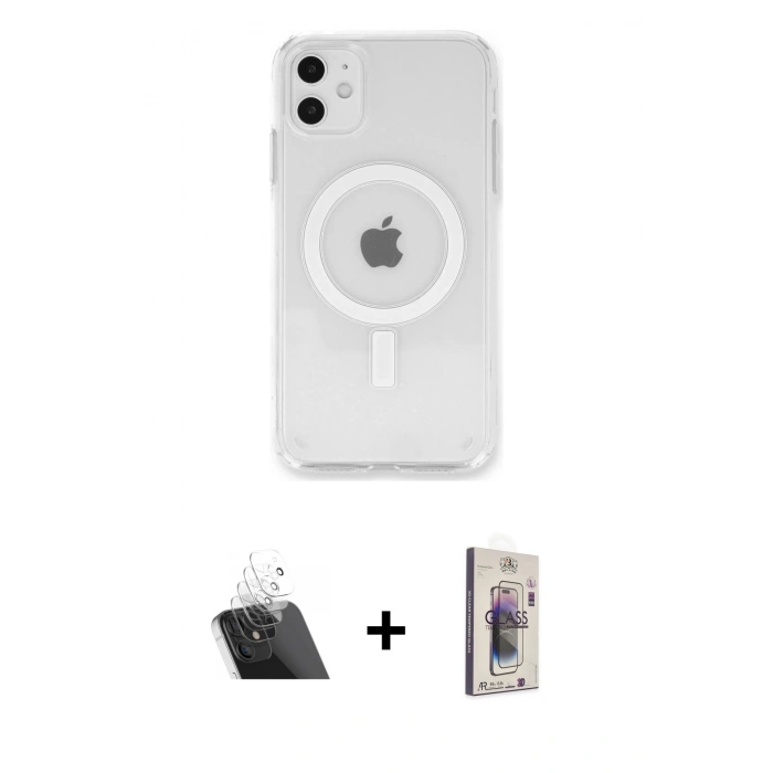 MARSİLYAN™- iPhone 11 Kılıf Kutup Klasik Serisi - Siyah Bilvis 3D Cam Ekran Koruyucu + Kamera Lens Koruma Cam - SF