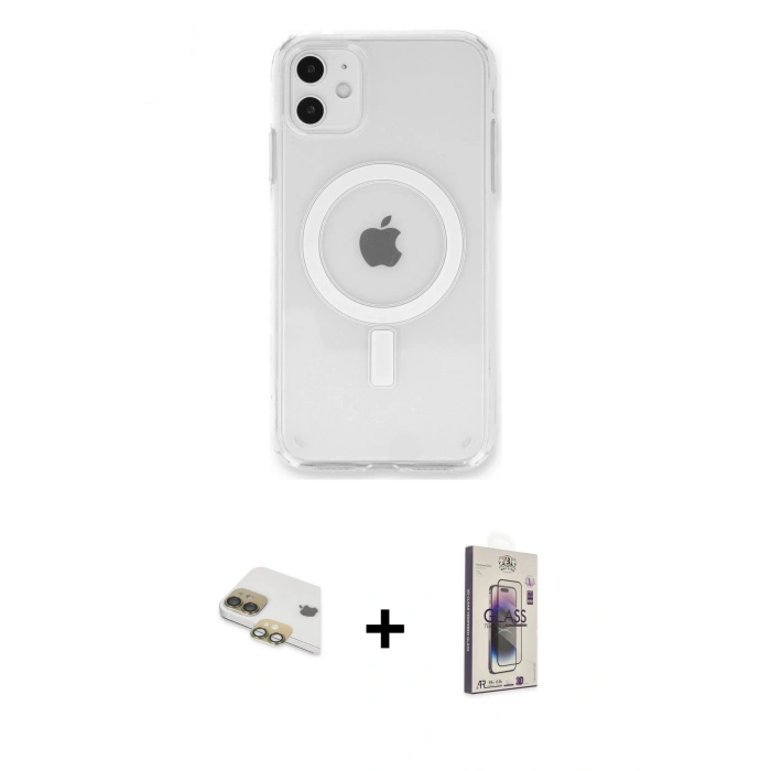 MARSİLYAN™- iPhone 11 Kılıf Kutup Klasik Serisi - Siyah Bilvis 3D Cam Ekran Koruyucu + Pers Alüminyum Kamera Lens - GD