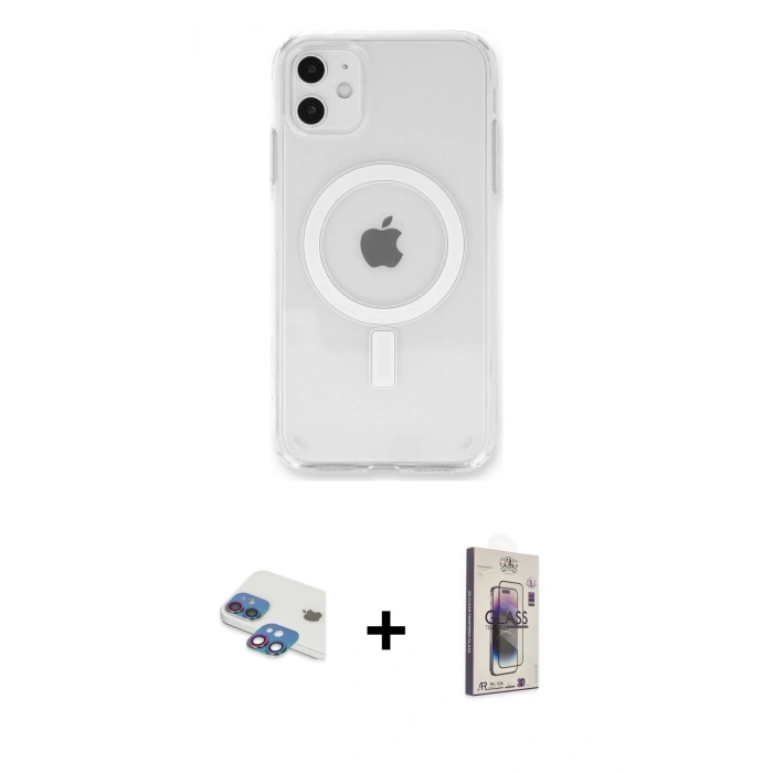 MARSİLYAN™- iPhone 11 Kılıf Kutup Klasik Serisi - Siyah Bilvis 3D Cam Ekran Koruyucu + Pers Alüminyum Kamera Lens - GI