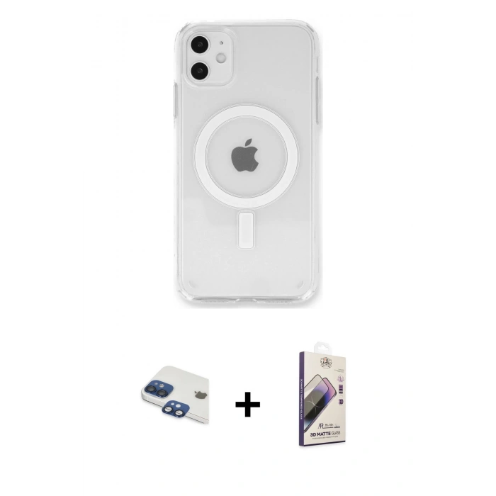 MARSİLYAN™- iPhone 11 Kılıf Kutup Klasik Serisi - Siyah Bilvis 3D Mat Cam Ekran Koruyucu + Pers Alüminyum Kamera Lens - LT