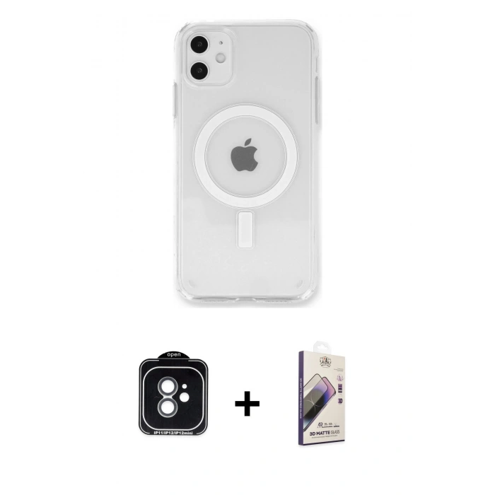 MARSİLYAN™- iPhone 11 Kılıf Kutup Klasik Serisi - Siyah Bilvis 3D Mat Cam Ekran Koruyucu + PVD Metal Kamera Lens - YL