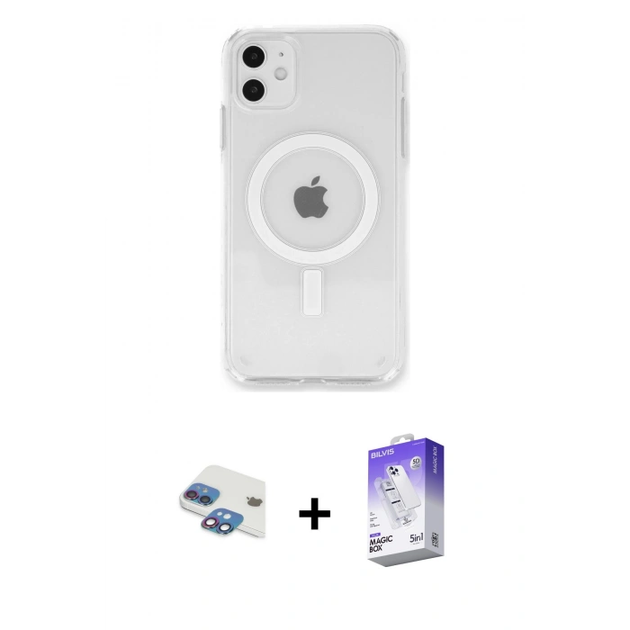 MARSİLYAN™- iPhone 11 Kılıf Kutup Klasik Serisi - Siyah Bilvis 5in1 3D Magic Cam Ekran Koruyucu + Pers Alüminyum Kamera Lens - GI