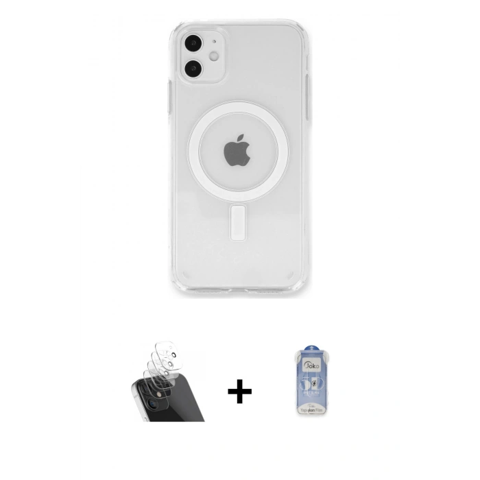 MARSİLYAN™- iPhone 11 Kılıf Kutup Klasik Serisi - Siyah Joko Magic 5D Cam + Kamera Lens Koruma Cam - SF