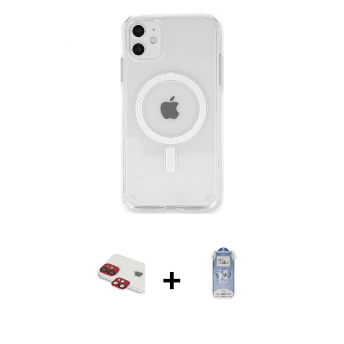 MARSİLYAN™- iPhone 11 Kılıf Kutup Klasik Serisi - Siyah Joko Magic 5D Cam + Pers Alüminyum Kamera Lens - KI