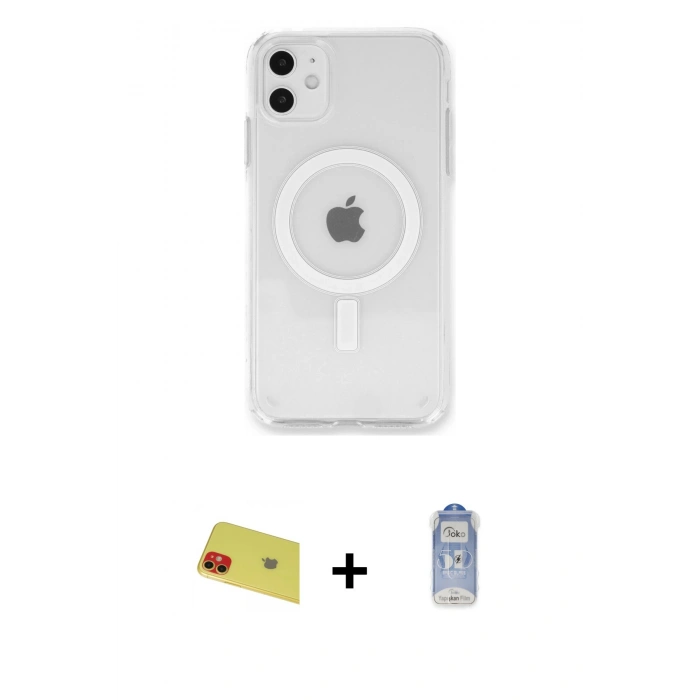 MARSİLYAN™- iPhone 11 Kılıf Kutup Klasik Serisi - Siyah Joko Magic 5D Cam + Rainbow Kamera Lens Koruma Cam - KI