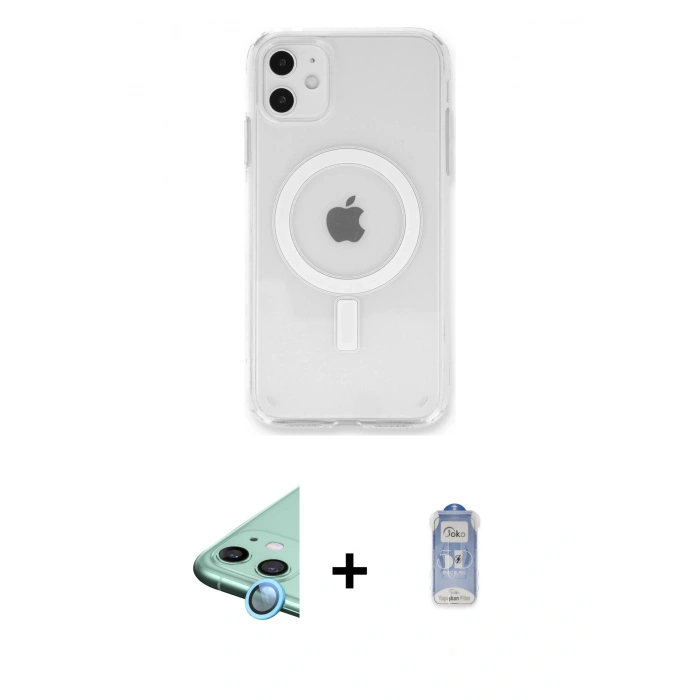 MARSİLYAN™- iPhone 11 Kılıf Kutup Klasik Serisi - Siyah Joko Magic 5D Cam + Raze Metal Kamera Lens - MI