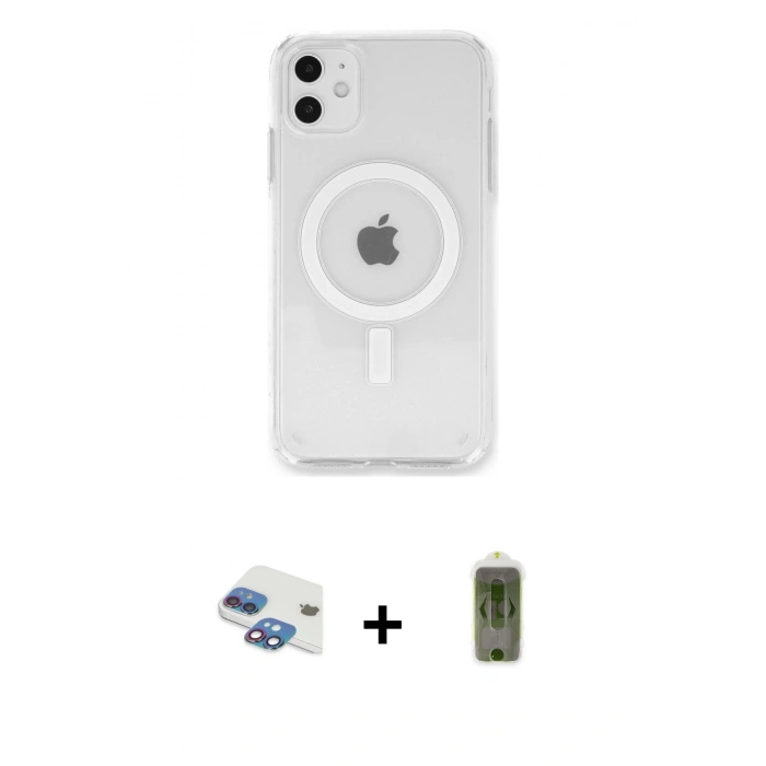 MARSİLYAN™- iPhone 11 Kılıf Kutup Klasik Serisi - Siyah Joko Magic 5D Hayalet Cam + Pers Alüminyum Kamera Lens - GI