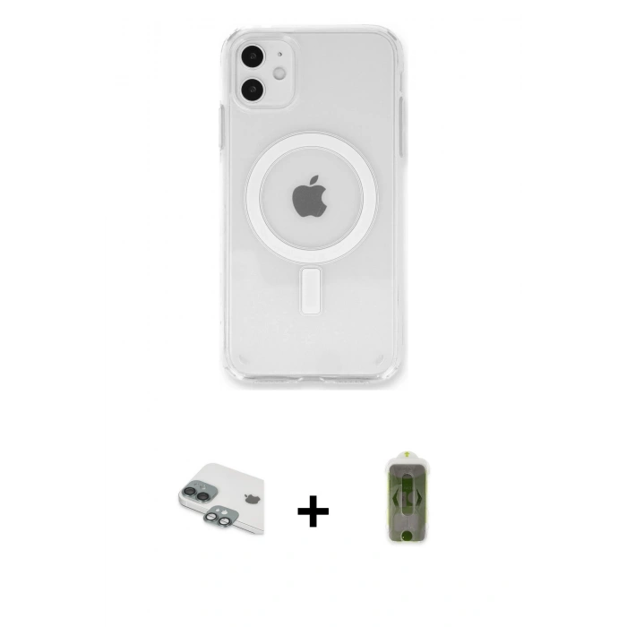 MARSİLYAN™- iPhone 11 Kılıf Kutup Klasik Serisi - Siyah Joko Magic 5D Hayalet Cam + Pers Alüminyum Kamera Lens - YL