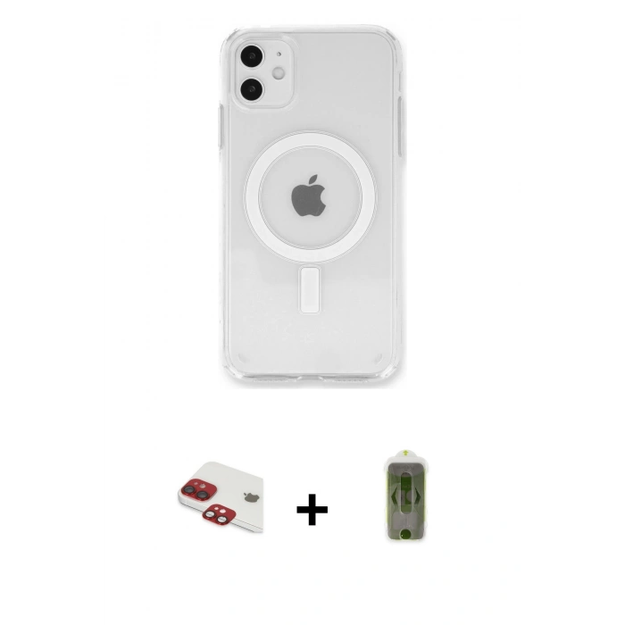 MARSİLYAN™- iPhone 11 Kılıf Kutup Klasik Serisi - Siyah Joko Magic 5D Hayalet Cam + Pers Alüminyum Kamera Lens - KI