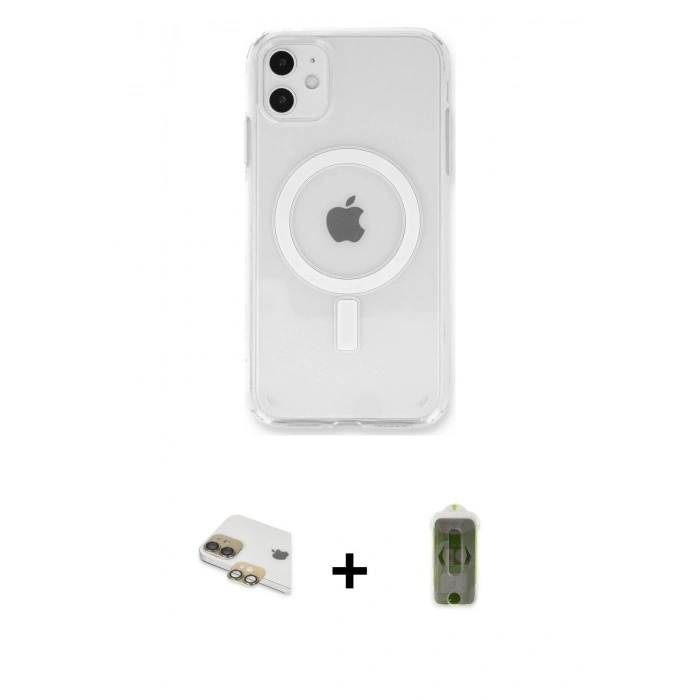 MARSİLYAN™- iPhone 11 Kılıf Kutup Klasik Serisi - Siyah Joko Magic 5D Hayalet Cam + Pers Alüminyum Kamera Lens - GD