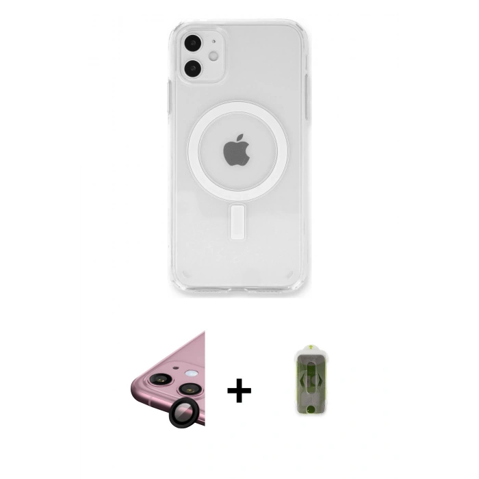 MARSİLYAN™- iPhone 11 Kılıf Kutup Klasik Serisi - Siyah Joko Magic 5D Hayalet Cam + Raze Metal Kamera Lens - SH
