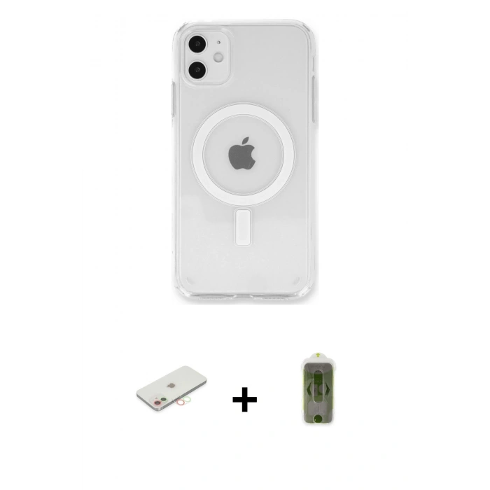 MARSİLYAN™- iPhone 11 Kılıf Kutup Klasik Serisi - Siyah Joko Magic 5D Hayalet Cam + Renkli Kamera Lens Koruma Cam - YL