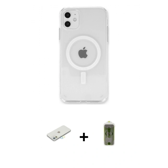 MARSİLYAN™- iPhone 11 Kılıf Kutup Klasik Serisi - Siyah Joko Magic 5D Hayalet Cam + Renkli Kamera Lens Koruma Cam - SI