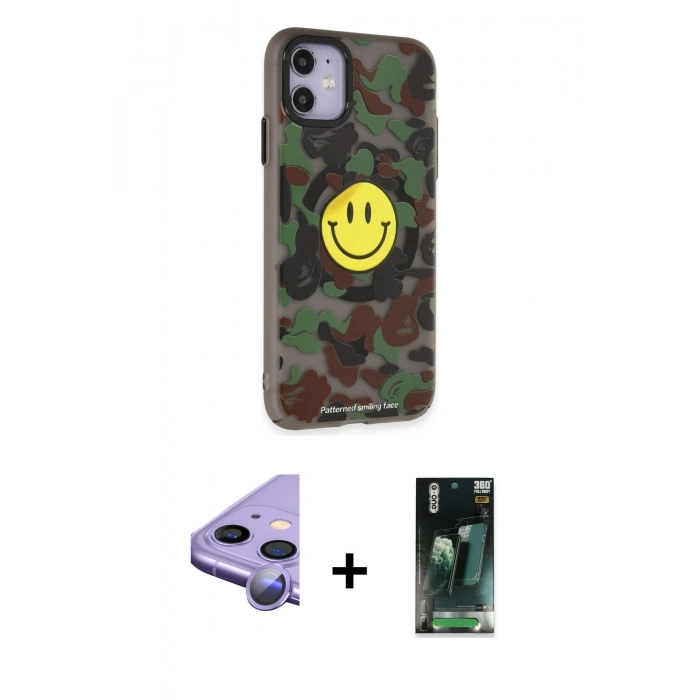 MARSİLYAN™- iPhone 11 Kılıf Nova Doku Koleksiyonu - Şeffaf 360 Full Body Arka Koruyucu + Raze Metal Kamera Lens - MR