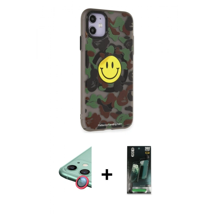 MARSİLYAN™- iPhone 11 Kılıf Nova Doku Koleksiyonu - Şeffaf 360 Full Body Arka Koruyucu + Raze Metal Kamera Lens - KI