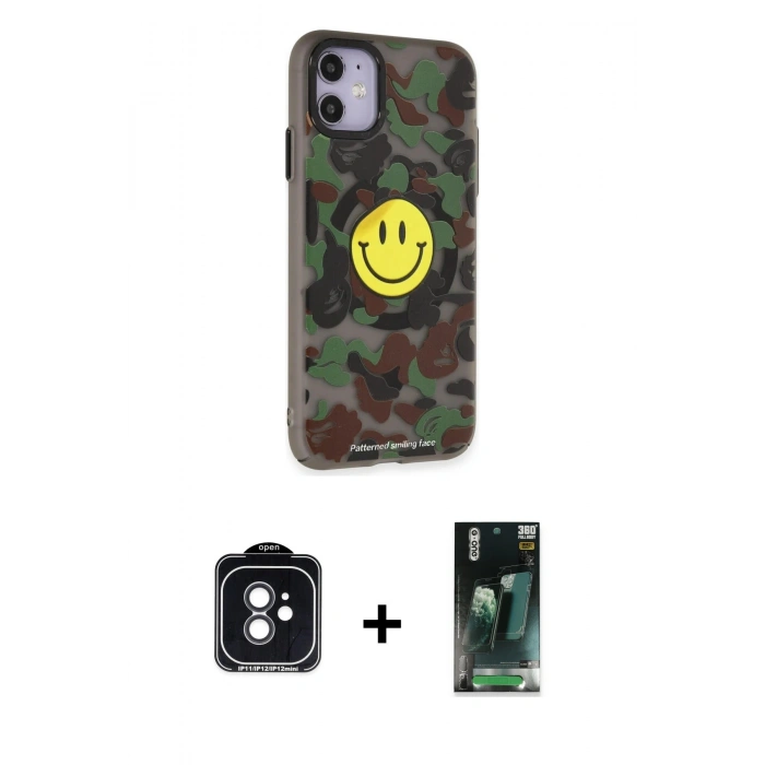 MARSİLYAN™- iPhone 11 Kılıf Nova Doku Koleksiyonu - Şeffaf 360 Full Body Arka Koruyucu + PVD Metal Kamera Lens - SH