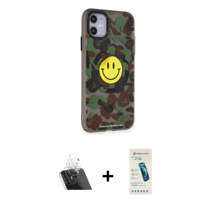 MARSİLYAN™- iPhone 11 Kılıf Nova Doku Koleksiyonu - Şeffaf Pasifik Cam Ekran Koruyucu + Kamera Lens Koruma Cam - SF