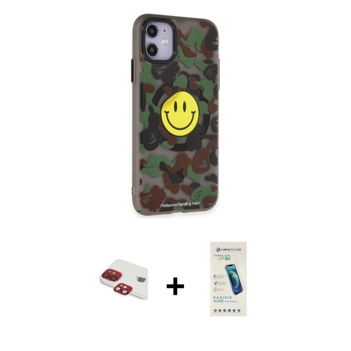 MARSİLYAN™- iPhone 11 Kılıf Nova Doku Koleksiyonu - Şeffaf Pasifik Cam Ekran Koruyucu + Pers Alüminyum Kamera Lens - KI