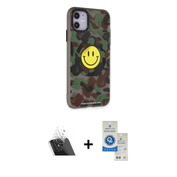 MARSİLYAN™- iPhone 11 Kılıf Nova Doku Koleksiyonu - Şeffaf Royal Nano Ekran Koruyucu + Kamera Lens Koruma Cam - SF