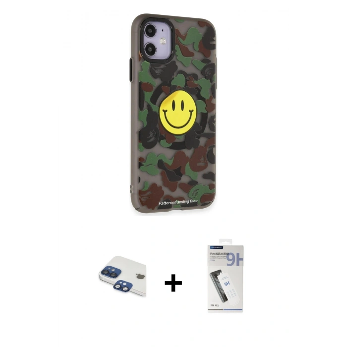 MARSİLYAN™- iPhone 11 Kılıf Nova Doku Koleksiyonu - Şeffaf Uv Polymer Nano Ekran Koruyucu + Pers Alüminyum Kamera Lens - LT
