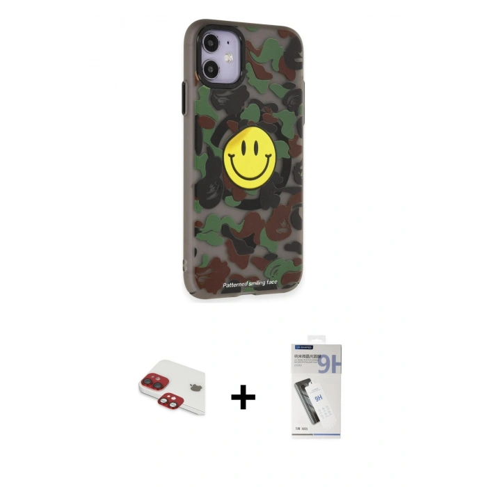 MARSİLYAN™- iPhone 11 Kılıf Nova Doku Koleksiyonu - Şeffaf Uv Polymer Nano Ekran Koruyucu + Pers Alüminyum Kamera Lens - KI