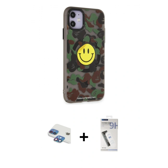MARSİLYAN™- iPhone 11 Kılıf Nova Doku Koleksiyonu - Şeffaf Uv Polymer Nano Ekran Koruyucu + Pers Alüminyum Kamera Lens - GI
