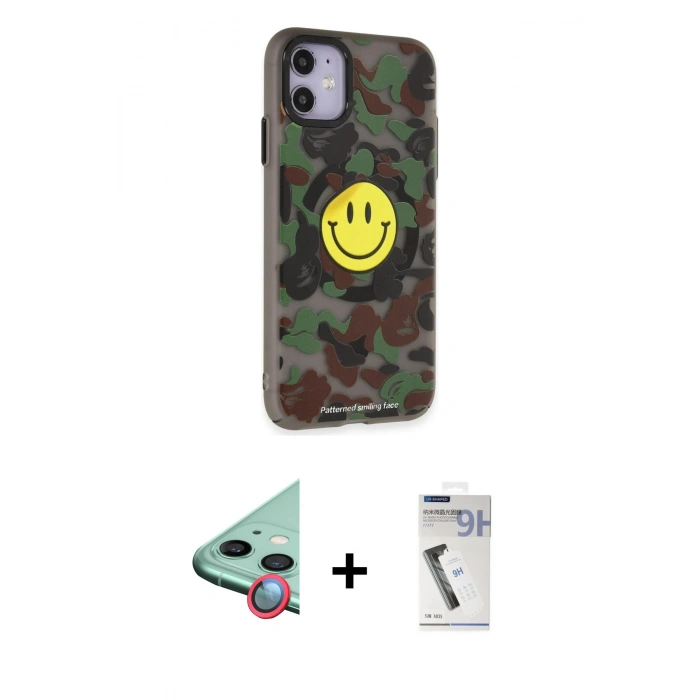 MARSİLYAN™- iPhone 11 Kılıf Nova Doku Koleksiyonu - Şeffaf Uv Polymer Nano Ekran Koruyucu + Raze Metal Kamera Lens - KI
