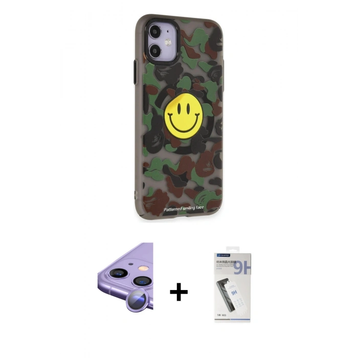 MARSİLYAN™- iPhone 11 Kılıf Nova Doku Koleksiyonu - Şeffaf Uv Polymer Nano Ekran Koruyucu + Raze Metal Kamera Lens - MR