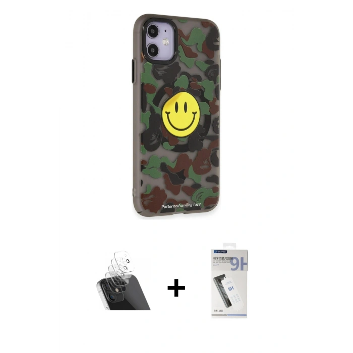 MARSİLYAN™- iPhone 11 Kılıf Nova Doku Koleksiyonu - Şeffaf Uv Polymer Nano Ekran Koruyucu + Kamera Lens Koruma Cam - SF