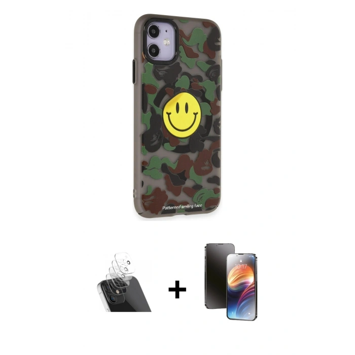 MARSİLYAN™- iPhone 11 Kılıf Nova Doku Koleksiyonu - Siyah 3D Antistatik Mat Seramik Nano Ekran Koruyucu + Kamera Lens Koruma Cam - SF