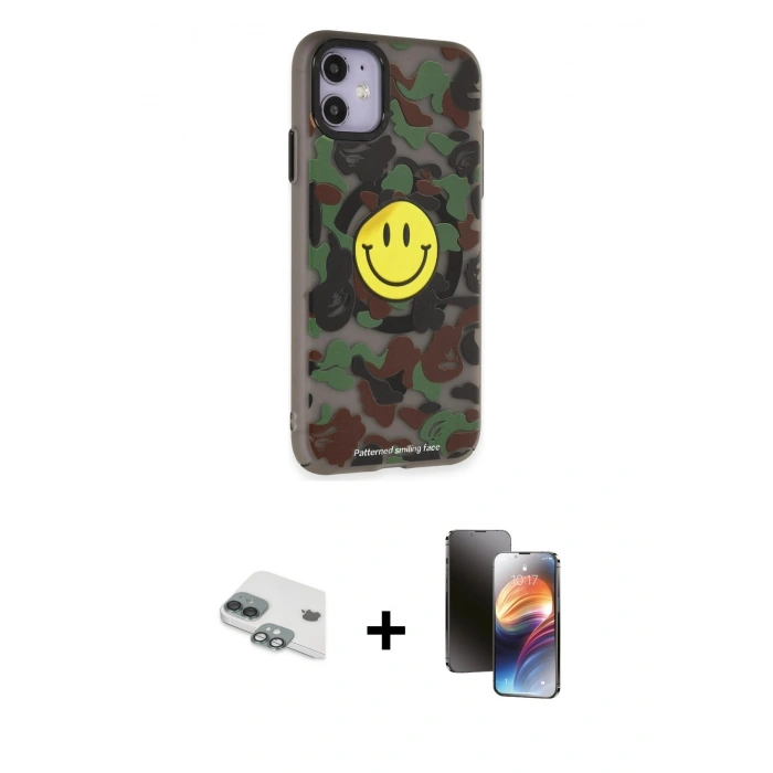 MARSİLYAN™- iPhone 11 Kılıf Nova Doku Koleksiyonu - Siyah 3D Antistatik Mat Seramik Nano Ekran Koruyucu + Pers Alüminyum Kamera Lens - YL