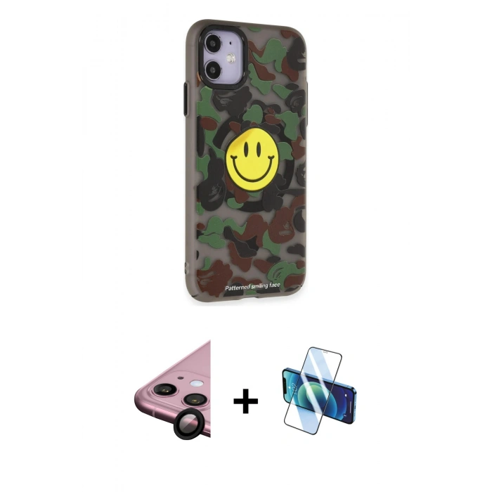 MARSİLYAN™- iPhone 11 Kılıf Nova Doku Koleksiyonu - Siyah 3D Antistatik Seramik Nano Ekran Koruyucu + Raze Metal Kamera Lens - SH